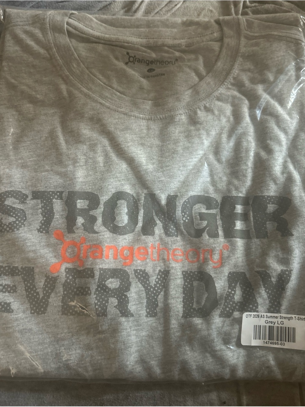 Orangetheory Shirt Mens L Gray Stronger Every Day Graphic Tee TRUBAR Tagless